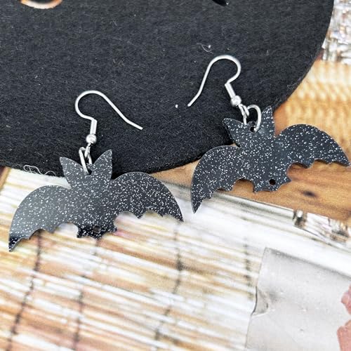 SELOVO Bat Black Acrylic Earrings Punk Gothic Fishhook Drop Dangle Earrings3