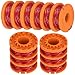 TOPEMAI WA0010 Replacement Trimmer Spool Line 0.065” for Worx WG154 WG163 WG160 WG180 WG175 WG155 WG151 String Trimmer (12 Spools + 3 Caps)