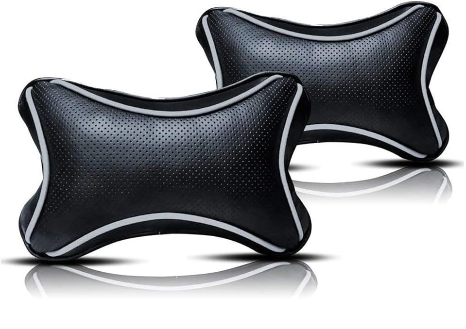 Image of Car Dotted Black Faux Leather Neck Rest for Ford Fiesta Classic
