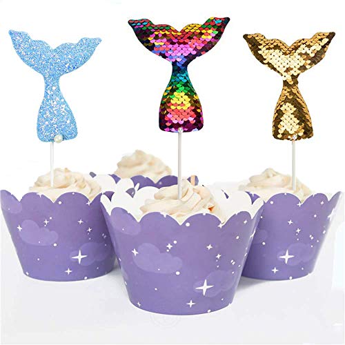 GKJ Mermaid Doll Cake Topper Figura Sequin Mermaid...