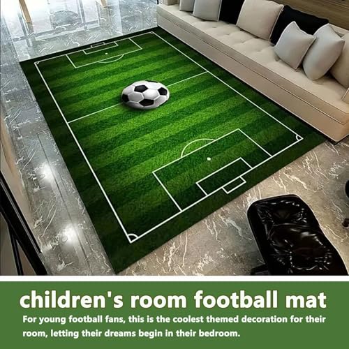 Tapete decorativo campo fútbol para niños 2.6x4ft miniatura 5