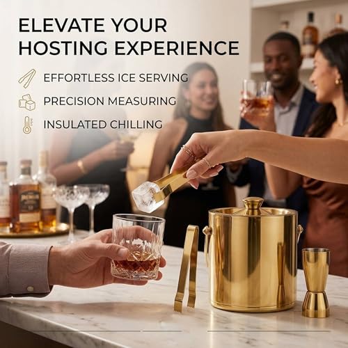 Image of FINALITY Stainless Steel Double Walled Insulated Ice Bucket (GOLD POLISH SET)