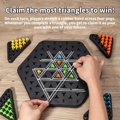 Image of Goyal's Geometry Triangle Strategy Game | Rubber Band Peg Board Puzzle | STEM Brain Development Toy for Kids & Adults | Logic Thinking & Spatial Reasoning Family Game