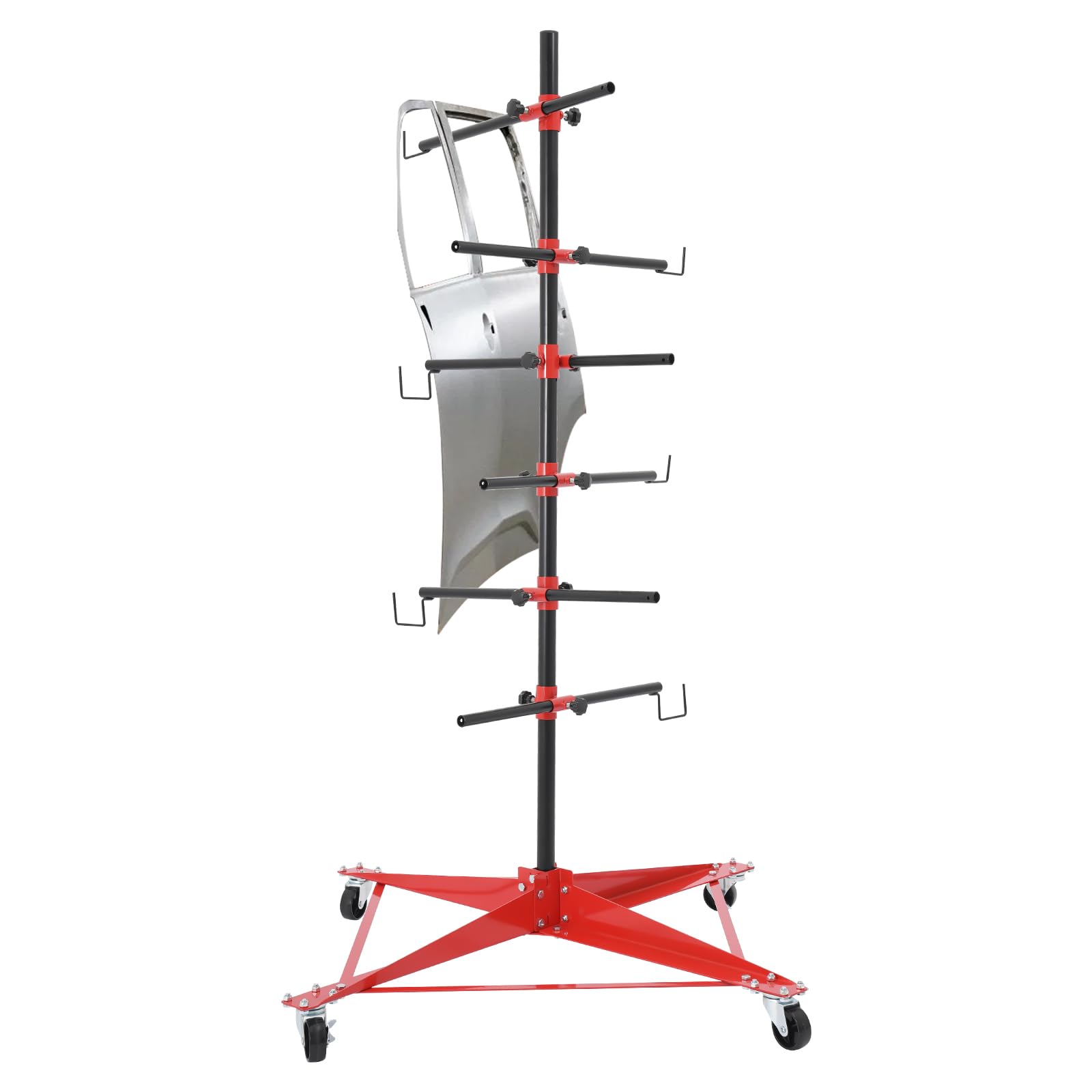 Panel Tree Paint Stand, Panel Holder with 4 Wheels Adjustable Center Post Hang Auto Body Panel Tree Holder Paint Stand Auto Body Repair Tools for Automotive Doors Fenders Bumpers