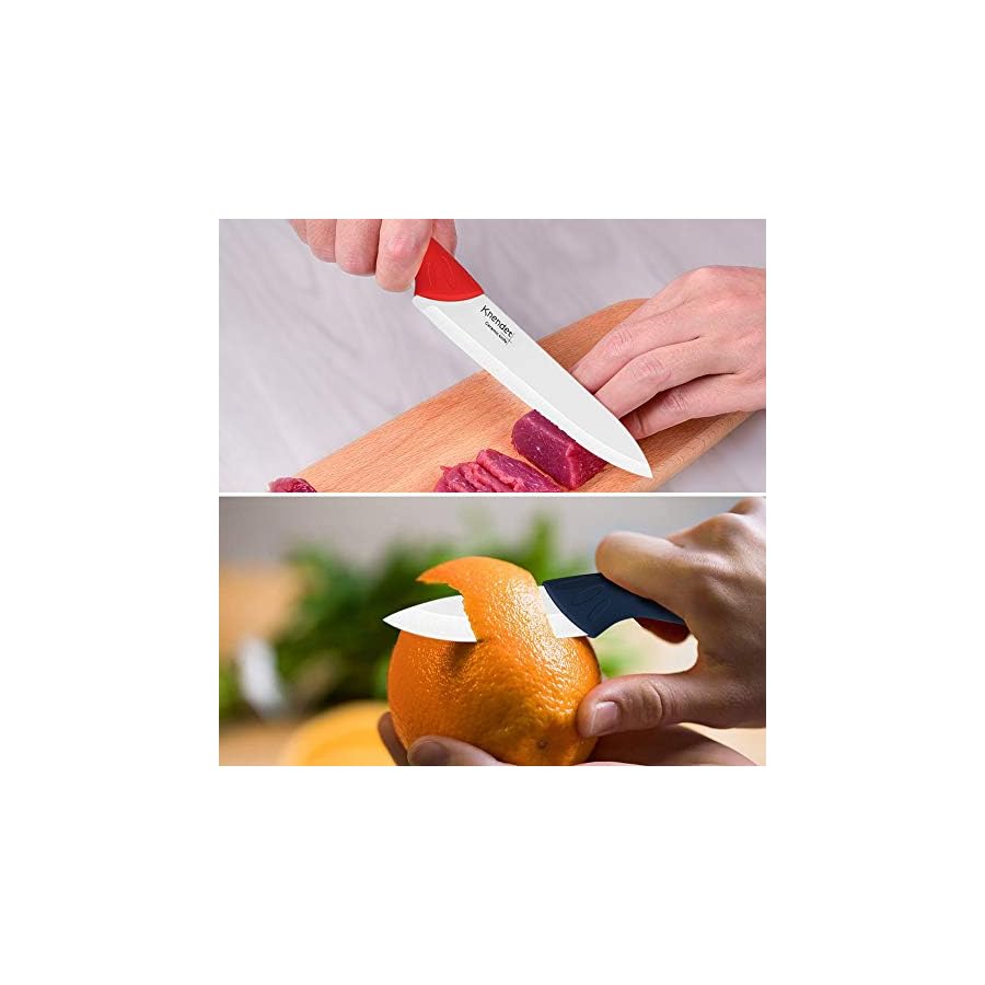 Knendet Ceramic Knife Set, 4 Piece Ultra -Sharp Professional Kitchen Chef Knives with Sheath Covers, Used for Cooking Vegetable Fruit and Bread