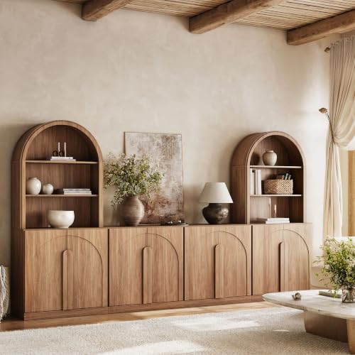 Image of BELLEZE Bijou 126 inch Wall Unit 6-Piece Modular TV Stand - Camel
