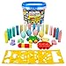 Creative Kids Premium Sidewalk Chalk Art Play Set - Bucket Bundle of Chalk & Educational Game Accessories for Boys & Girls - Includes 30Piece of Chalk, 1 Bucket, 3 Chalk Holders, 5 Stencils