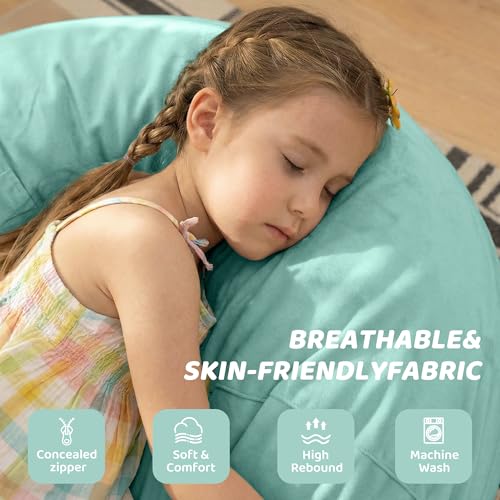 Image of HABUTWAY 2FT Bean Bag Chair 2-Pack, 2' Beanbags Small Bean Bag Chairs with Filling, Teardrop Bean Bag Chair Luxurious Velvet Ultra Soft Fur with Removable Cover(Aqua Ombre)