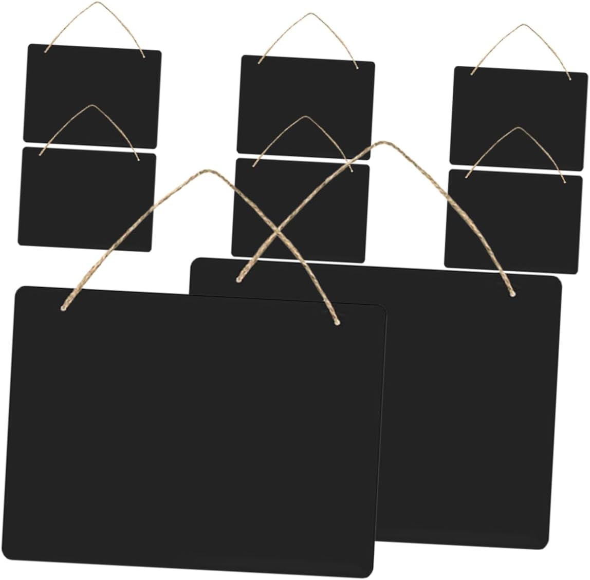 Ipetboom 8Pcs Wooden Blackboard Boards Double Sided Hanging Chalkboard Signs with Rope for Message Notes Menu Display Reusable Craft Tags