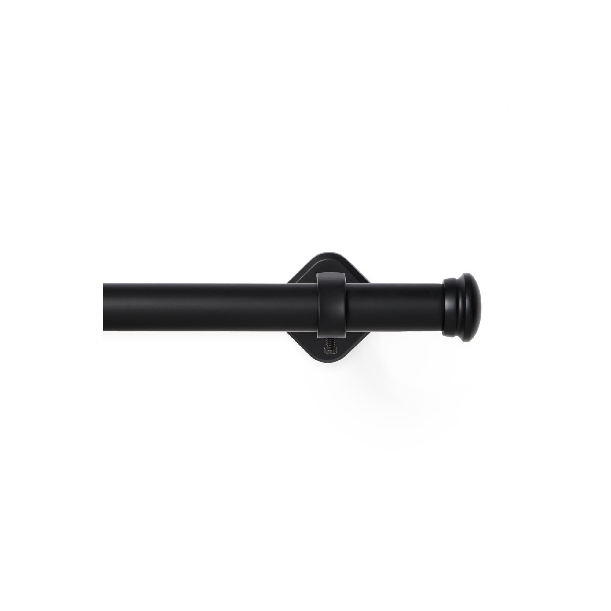 Nicole Miller New York Patio Country Mod Cap Indoor Outdoor Dual-Mount Curtain Rod & Finial Set, Ceiling Mount & Wall Mount, Rust Resistant, Matte Black, Adjustable 84”-160”