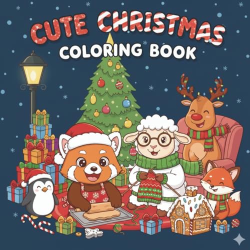 Cute Christmas Coloring Book: Cute and Festive Christmas Animal Coloring Pages with Reindeer, Penguins, Owls, and More | Fun and