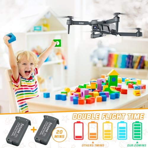 S350 Drone with Camera for Adults, Mini Drones for Kids with 1080P HD FPV Live Video, Remote Control Helicopter Toys Gifts for Boys Girls, Altitude Hold, One Key Start, 2 Batteries, Carry Case - Image 6