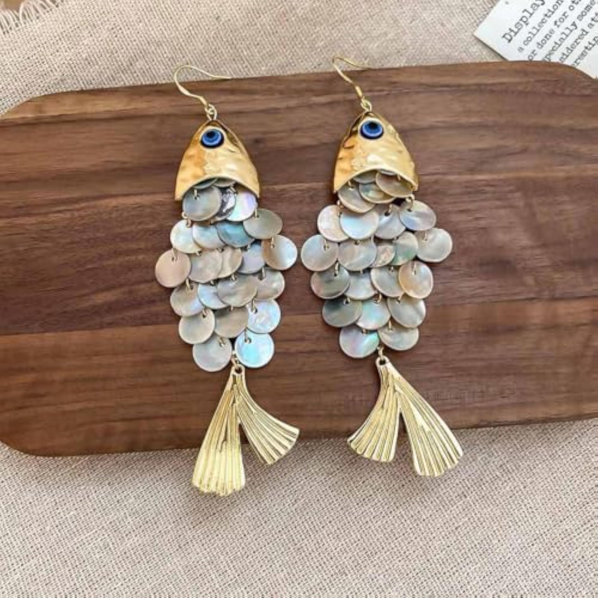 2 Pcs Beach Earrings Set for Women, Gold Statement Fish Drop Earrings