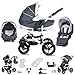Friedrich Hugo Hamburg | 3 en 1 poussette combiné pack de voyage | roue en airr | Couleur: Grey & White
