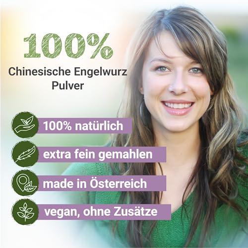 Chinesische-Engelwurz Pulver 100g | Angelica sinensis fein gemahlen & natürlich | Top Premium Qualität aus Österreich | Veganes Nahrungsergänzungsmittel ohne Zusatzstoffe | Dong Quai, Dang Gui