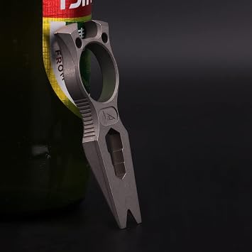 Hamans Titanium Multi Tool with Wrench Bottle Opener Pry Bar Function Mini Portable Keychain (Grey)