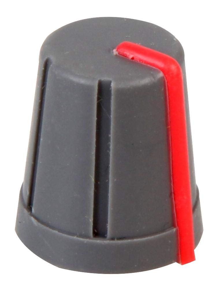 MULTICOMP Soft Touch Knob, D Shaft, 6mm, Grey/Red Pointer, Rubber with Plastic Insert, 13.2mm Dia – CR-R4-1