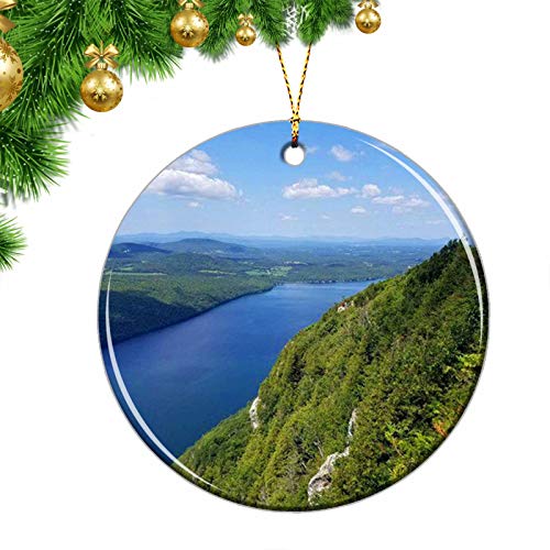 Umsufa USA East Burke VT Christmas Ornaments USA East Burke Lake Willoughby Vermont Christmas Ornaments Ceramic Sheet Souvenir Travel Gift