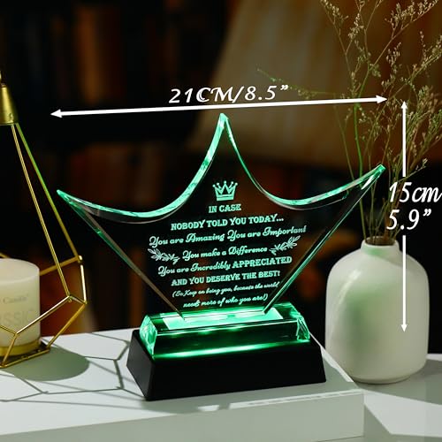 Image of Qianwei Inspirational Gift Ideas - Crystal Crown Engraved Thank You Gifts for Women Men Friends - Appreciation Gifts for Coworker - Motivational Quote Clear Desk Sign Home Office Desk Decor