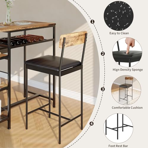 Juego de mesa de comedor de 3 piezas compacta con botellero integrado 5