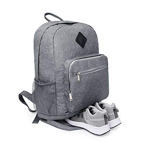 WANDF Foldable Backpack with Shoe Pocket Wet Compartment for Men Women (Grey)