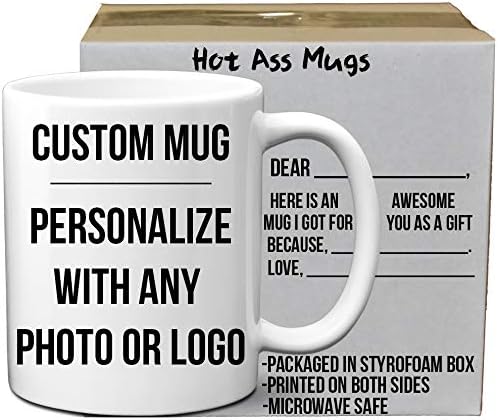 Custom Mugs DIY Personalized Coffee Mugs with Elegant Quality Photo and Text Printing | 11 Oz White Ceramic Coffee Mug | Tazas Personalizadas - Design Your Own Custom Coffee Mug Gift for Any Occasion