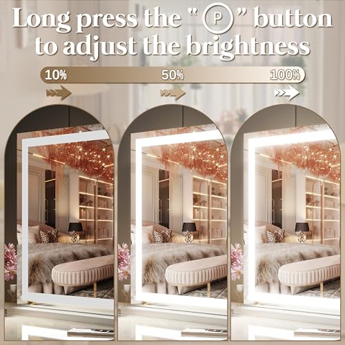 Image of FENNIO Vanity Mirror with Lights 32 inchx22 inch, Lighted Makeup Mirror, Large Vanity Mirror, Touch Sensor with 3-Color Lighting, USB Charging Port for Vanity Desk(Square White)