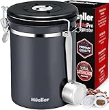 Coffee Canister Stainless Steel Container for Coffee Beans or Grounds, Tea, Sugar, Rice - Day and Month Tracker, Built-In Calendar Wheel, 21oz Capacity, Stainless Steel Spoon Included