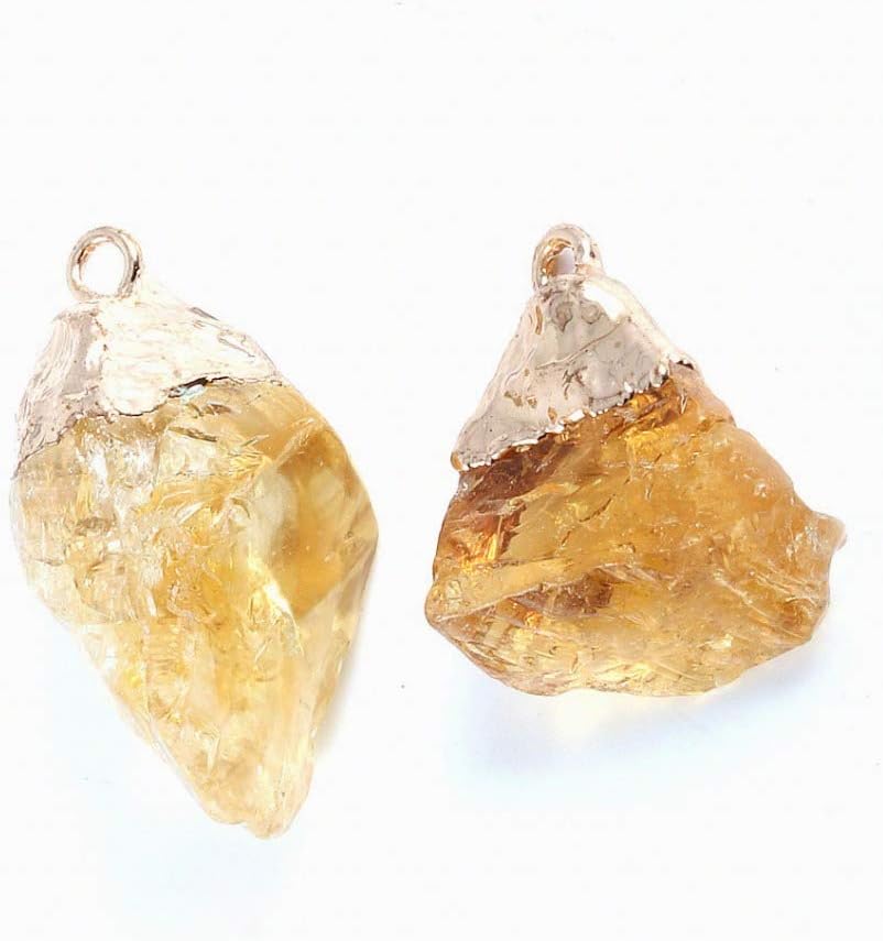 LHJ 3 Pcs Natural Citrine Stone Pendants Charms Irregular Yellow Healing Crystal Pendants for Jewelry Making Necklace Bracelet Meditation - Image 3