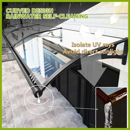 Auvent polycarbonate durable 110x300cm avec nings métalliques