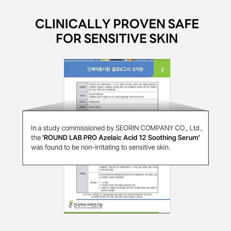 ROUND LAB Azelaic Acid 12 Soothing Serum, Facial Redness Serum for Acne-Prone & Irritated Skin, Blemish and Dark Spot Care, Lightweight Hydrating Blemish Care with Hyaluronic Acid, Korean Skin care