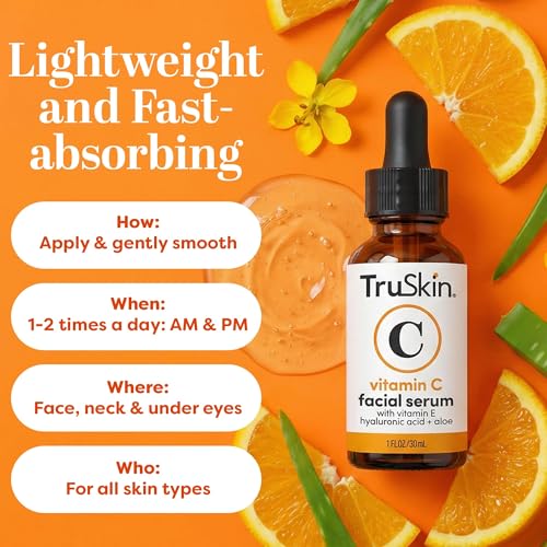 TruSkin Vitamin C Serum for Face – Anti Aging Face Serum with Hyaluronic Acid & Vitamin E – Brightening Formula for Improving Appearance of Dark Spots, Fine Lines & Wrinkles – All Skin Types, 2 Fl Oz - Image 6