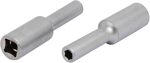 IIVVERR Llave cuadrada de 14 de pulgada de 0.157 in hexagonal de impacto de 6 puntos, tono plateado, 2 piezas (unidad cuadrada de 14 de pulgada de