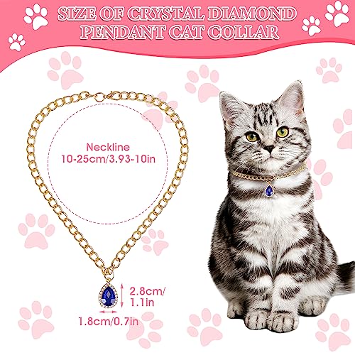 Tiesome Rhinestones Pendant Pet Collars, Adjustable Metal Drop Cat Dog Collar Necklace Crystal Diamond Elastic Collar With Pendant For Pet (Blue) #TOP3