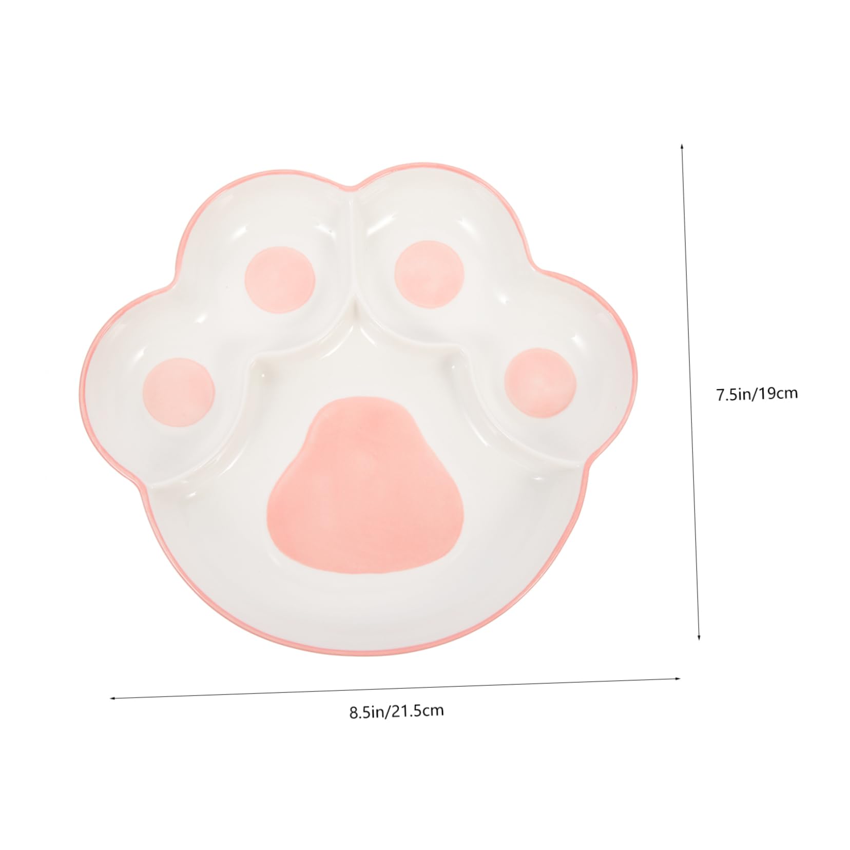 Cabilock Cartoon Design Divided Food Plate Ceramic Snack Plate for Microwave Dishwasher Safe for Boy Girl Family Meals Adorable Paw Print Tray