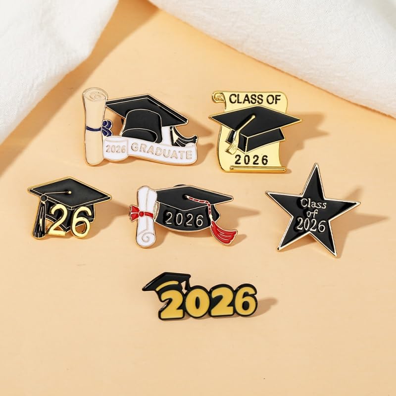 Image of Graduation Enamel Lapel Pins Class of 2026 Graduation Caps Brooches Gifts Souvenir Emblem Badges Diploma Brooche for High College Teacher School Vacation Accessories