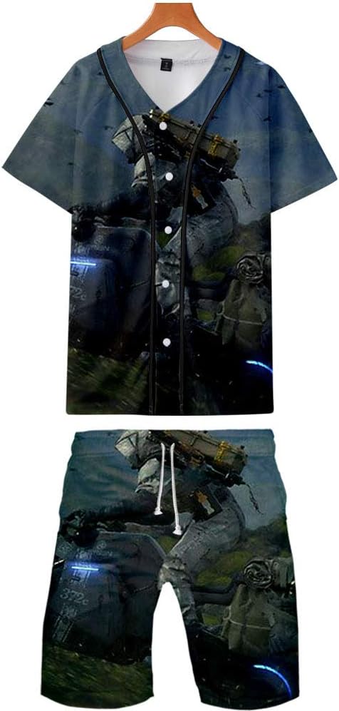 Mobile Game Death Stranding 3D Color Printing Casual Baseball Uniform Short T-Shirt and Shorts Men's Summer Print Two-Piece Suit