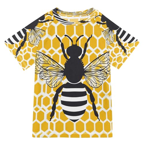 Boys Short Sleeve T-Shirts Bees Insect Funny Rashguard Kids Swim Shirts Sun UPF 50+ Multicoloured