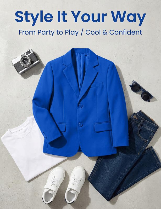 Image of Visaccy Boys Suit Jacket Toddler Formal Blazer Slim Fit Sport Coat for Kids