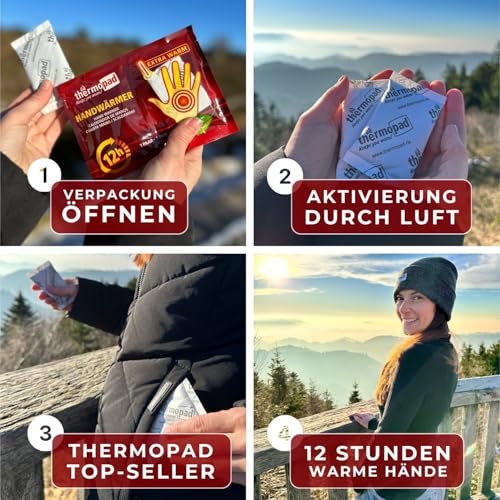 THERMOPAD Handwärmer – DAS ORIGINAL: 20 Paar Wärmepads für 12 Stunden Wärme I 50% weniger Plastik I Sofort einsatzbereite Taschenwärmer I Heatpad – ideal für Outdoor I Wärmekissen für Handschuhe – Bild 3