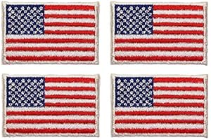 Pack of 4 Small Embroidered American Flag Patches for Ironing or Sewing