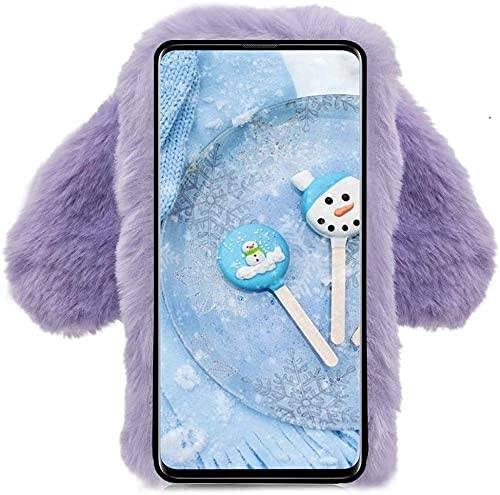 Unichthy For iPhone 13 Mini Case for Girls Glitter Gems Plush Bunny Ears Cute Cover Soft Gel Fluffy Warm Winter Back Case Lovely Rabbit Shockproof Protective Cover for iPhone 13 Mini - Image 4