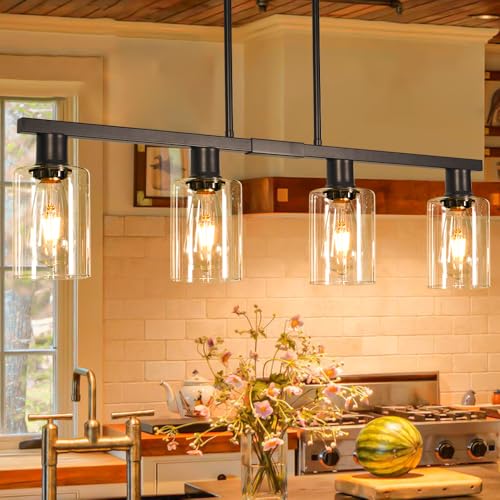 4-Light Kitchen Island Lighting, Black...