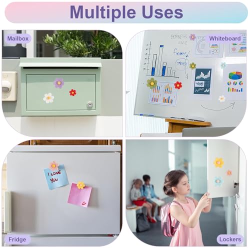 Image of Stylish Fridge Magnets, Set of 18 Mini Ceramic Vase Magnets for Refrigerator, Colorful Decorative Flower Magnets for Kitchen, Office, Photo Display and Note Organization