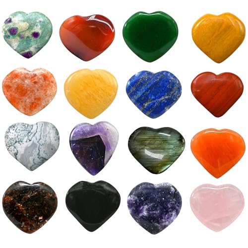 Amazing Gemstone Crystal Hearts Bulk Set for Meditation Crystal Grid Gift - Wholesale Bulk Crystals and Healing Stones Premium Gemstones for Protection and Healing Energy - Pack of 11