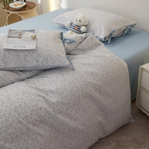 Image of LifeTB Vintage Cottagecore Comforter Botanial Flowers Full Comforter Set, Aesthetic Coquette Floral Bedding Comforter Set for All Seasons, Farmhouse Botanical Comforter with 2 Bowknot Pillowcases