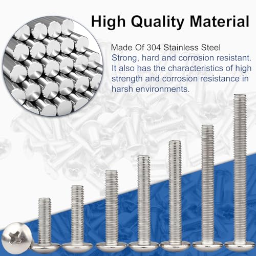 Mromax MRO190908N-0023 15Pcs M3 X 20Mm Truss Head Phillips Machine Screw, 304 Stainless Steel (A2-70), Fully Thread, Metric Silver Gray Truss Cross Head Screws Bolts thumb #3