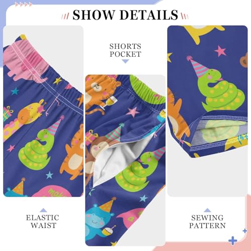 ZZXXB Birthday Lion Monkey Boys Long Pants Soft Trousers Elastic Waist Kids Lounge Bottoms with Pockets S-XL4