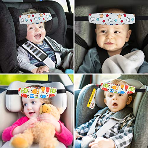 Image of Baby Carseat Head Support,Car seat Straps Pillow Support Ban,Stroller Neck Relief Strap Headrest,Slumber Sling Sleep Positioner for Toddler Infants Child Children Kids(White Stars + Birds)