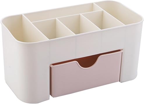 Tabletop Cosmetic Organizer Spacious Plastic Jewelry Storage Box with Drawer for Dressing Table Bathroom Earrings Rings Necklace Display Case Small Trinket Box
